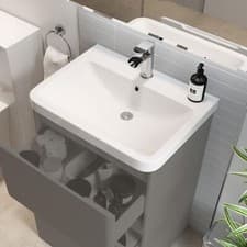 Image of Curved Resin Recessed Basin White 600mm Resin Bathroom Modern