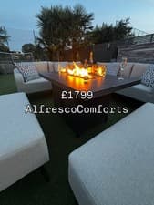 Image of Corner garden furniture with firepit table Dinning Set