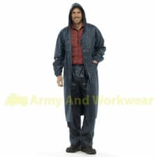 Image of Mens Long Waterproof Hooded Lightweight Rain Coat Outdoor Jacket Raincoat Dry
