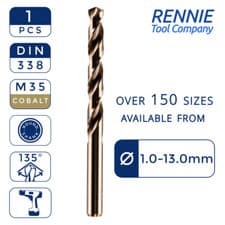 Image of HSS Gold Cobalt Jobber Drill Bit - For Drilling Stainless Steel & Hard Steels