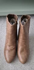 Image of GLOSSY Ladies UK 8 Taupe Stud Brown Zip Up Embellished Ankle Boots UNUSED NEW