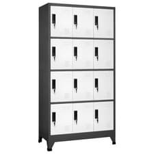 Image of Locker Cabinet Anthracite and White 90x45x180 cm Steel