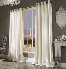 Image of Kylie Minogue Iliana Oyster Velvet Eyelet Ring top Lined Curtains 66 X 54