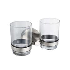 Image of PRO 2500 Double Glass Tumbler Wall Mounted Toothbrush Tumbler Holder