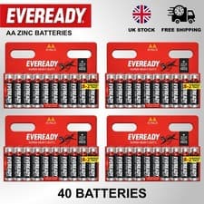 Image of 40 x Eveready AA Zinc Carbon Batteries R6 1.5V Super Heavy Duty Longest Expiry