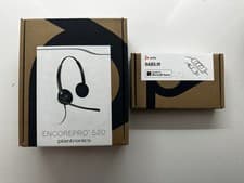 Image of New Plantronics EncorePro HW520 Headset Black P/N: 89434-02 + Poly USB adaptor
