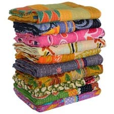 Image of Vintage Indian Handmade Quilt Kantha Bedspread Throw Cotton Blanket Pack Of 1