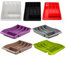 Image of 5 Compartment Plastic Cutlery Tray Organizer Storage Racks Tidy Holders Kitchen