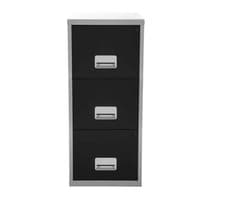 Image of Pierre Henry 3 Drawer Maxi A4 Filing Cabinet 400x400x960mm Silver Black