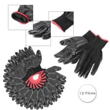 Image of Nylon PU Safety Coating Work Gloves Builders Grip Palm Protector M-X-L 12Pairs