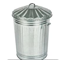 Image of 15 L Home Garden Indoor Outdoor Steel Galvanised Metal Kitchen Dustbin With Hand