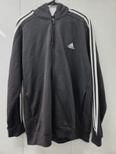Image of NWT Adidas Mens 3 Stripe Full Zip Hoodie Jacket Black Size Large #8340