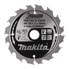 Image of Makita B-33532 136mm x 20mm x 16T Specialized Circular Saw Blade