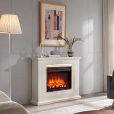 Image of Electric Fireplace Suite 39in LED Flame Effect 2kW Heater Remote Control White