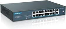 Image of 8 Port PoE Switch, 16 PoE+ Port 100Mbps, 2 Uplink Gigabit, 250W Built-in Power,