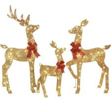 Image of 3 Piece 2D Lighted Christmas Reindeer Family Set Large Outdoor Yard damaged box
