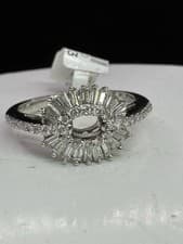 Image of 0.75ct  Baguette and Brilliant Cut Diamond Cluster Ring in 18ct White Gold