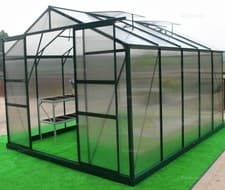 Image of 8ft wide Aluminium Greenhouse - Twinwall Polycarbonate, Base Anchors Included