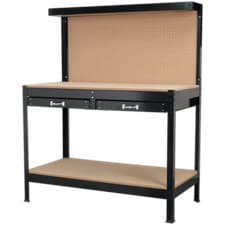 Image of Sealey Metal Workbench with 2 Drawers and Pegboard 1.22m