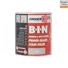 Image of Zinsser B.I.N Primer, Sealer & Stain Killer Paint Grey 1 litre