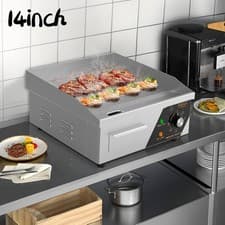 Image of 14" Large Electric Griddle Countertop Hot Plate Bacon Grill Kitchen Commercial