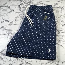 Image of POLO RALPH LAUREN Mens Navy Blue Polka Dot Traveler Swim Shorts SIZE LARGE BNWT