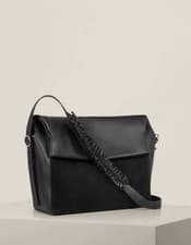 Image of AllSaints Maya Shoulder Bag Black Leather&suede, Brand New