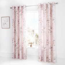 Image of Catherine Lansfield Canterbury Floral 66x72 Inch Lined Eyelet Curtains Two Pane