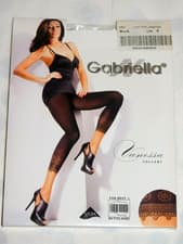 Image of HOT! GABRIELLA VANESSA 40D BLACK LACE TRIM MOCK LEGGINGS SIZE 4 LARGE 42'' HIPS