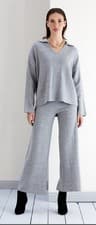 Image of Knitted Trouser Co Ord Set Size Small 8/10  Grey  BNWT