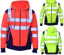 Image of Premium Hi Vis High Visibility Fleece Bomber Jacket Padded Safety Work Coat