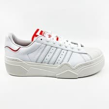 Image of Adidas Originals Superstar Bonega 2B White Red Womens Leather Sneakers IG2395