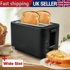Image of 2 Slice Extra Wide Slot with 7 Variable Browning Defrost Reheat Black Toaster