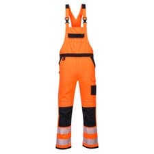 Image of PORTWEST Hi-Vis Bib & Brace Overall Rail Industry Knee-Pad Pockets Safety PW344