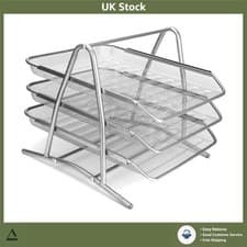 Image of Sturdy Mesh Desktop Document Organiser Triple Tier A4 Paper File Tray 3 Pack