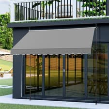 Image of 3x1.2m Retractable Garden Patio Manual Awning Canopy Sun Shade Shelter Grey UK
