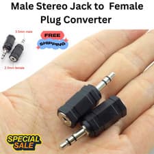 Image of 1 PC 2.5mm Stereo Socket to 3.5mm Stereo Jack Plug Adapter silver Plated