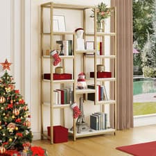 Image of YITAHOME Bookcase 6 Tier, Modern Free Standing Bookshelf with 12 Shelf Unit