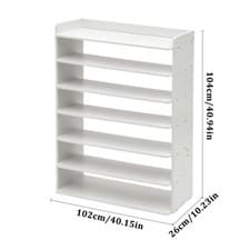 Image of 8 7 6 Tier White Wooden Hallway Shoe Rack Open Shelves Shoe Cabinet Storage Unit