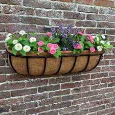 Image of Archer Wall Basket Flower Planter Window Box Metal Trough Garden Outdoor Plant