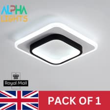 Image of Black LED Ceiling Light 20W 24cm Modern Flush Mount 3 Colour Dimmable UK