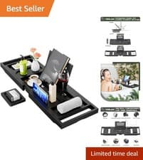 Image of Elegant Bamboo Bath Caddy with Non-Slip Design – Ideal for Spa-Like Relaxation