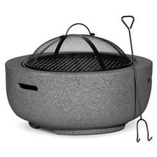 Image of MgO Fire Pit, Round with BBQ Grill, Ø60cm - Dark Grey