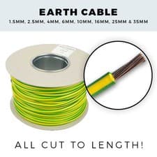 Image of EARTH CABLE 1M - 100M VARIOUS LENGTHS 1.5MM- 35MM GREEN AND YELLOW SINGLES CABLE