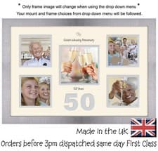 Image of 50th Anniversary Photo Frame Golden Wedding 4x4 x4 and 5x5 Photos in a Word 977D
