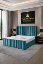 Image of Modern Luxury Velvet London Lined Panel Bed