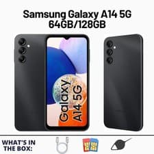 Image of Samsung Galaxy A14 5G Black 64GB/128GB Android Unlocked Smartphone Pristine A+