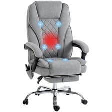 Image of Vinsetto Heated Reclining Massage Office Chair w/ Adjustable Height and Footrest