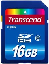 Image of Transcend 16 GB Class 6 SDHC Flash Memory Card - Grade A (TS16GSDHC6)