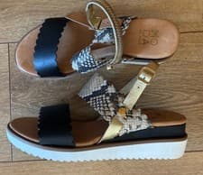 Image of Moda in Pelle Navello Sandal BLACK & GOLD SNAKE 37 uk size 4 new